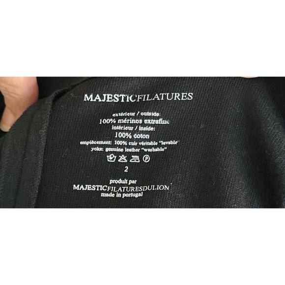 Majestic Filatures Black Mixed-Media Long Sleeve Open Cardigan Jacket Women Size - Picture 5 of 7